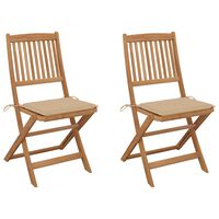 vidaXL Chaises pliables de jardin lot de 2 avec coussins Bois d'acacia