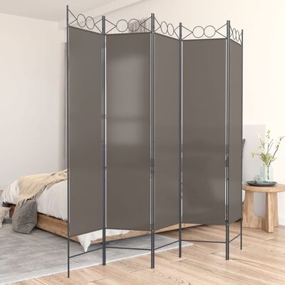 vidaXL Cloison de séparation 5 panneaux Anthracite 200x220 cm Tissu