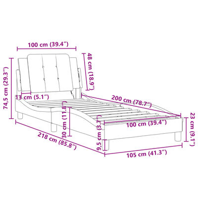 vidaXL Cadre de lit sans matelas noir 100x200 cm similicuir