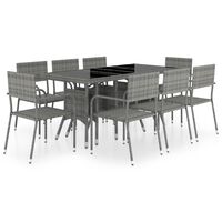 vidaXL Jeu à dîner de jardin 9 pcs Résine tressée Anthracite et gris