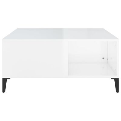 vidaXL Table basse blanc brillant 80x80x36,5 cm bois d'ingénierie