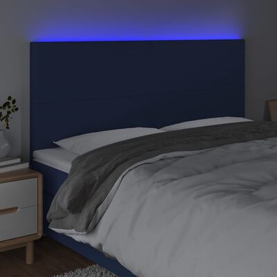 vidaXL Tête de lit à LED Bleu 160x5x118/128 cm Tissu