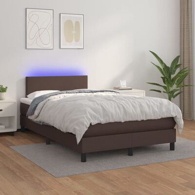 vidaXL Sommier à lattes de lit matelas et LED Marron 120x200 cm