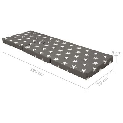 vidaXL Matelas en mousse pliable en 3 sections 190 x 70 x 9 cm Gris