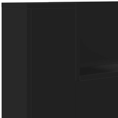 vidaXL Armoire tête de lit avec LED noir 180x16,5x103,5 cm