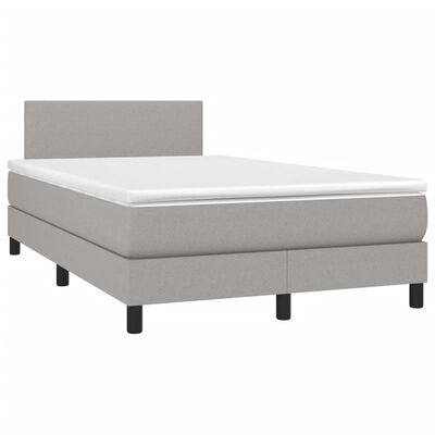 vidaXL Sommier à lattes de lit avec matelas Gris clair 120x200cm Tissu