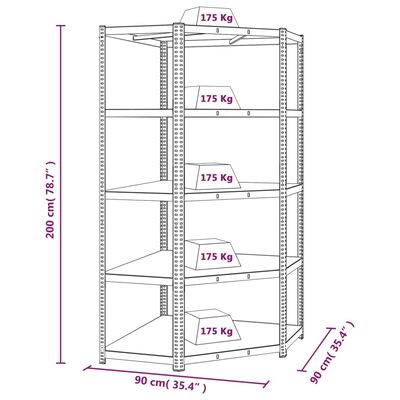 vidaXL Étagères à 5 niveaux 5 pcs Argenté Acier et bois d'ingénierie