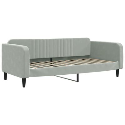 vidaXL Lit de jour et gigogne et matelas gris clair 100x200 cm velours