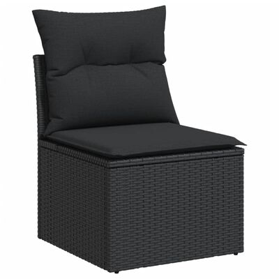 vidaXL Salon de jardin 4 pcs avec coussins noir résine tressée