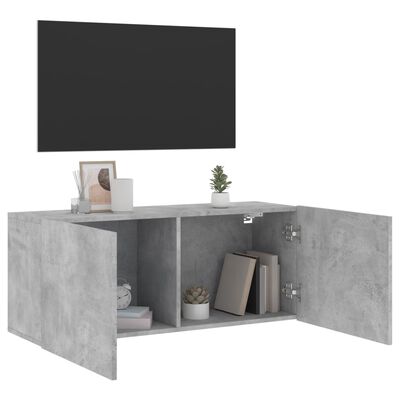 vidaXL Meuble TV mural gris béton 100x30x41 cm