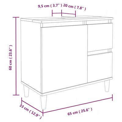 vidaXL Armoire de salle de bain noir 65x33x60 cm bois d'ingénierie