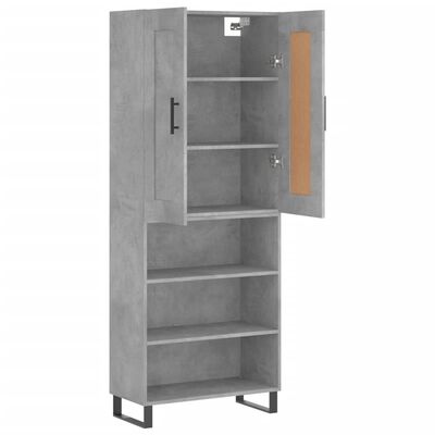 vidaXL Buffet haut Gris béton 69,5x34x180 cm Bois d'ingénierie