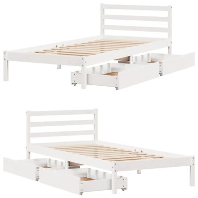 vidaXL Cadre de lit sans matelas blanc 75x190 cm bois de pin massif