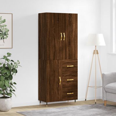 vidaXL Buffet haut Chêne marron 69,5x34x180 cm Bois d'ingénierie