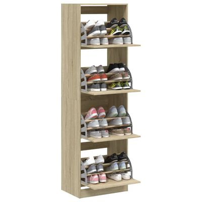 vidaXL Armoire à chaussures 4 tiroirs rabattables chêne 60x42x204 cm