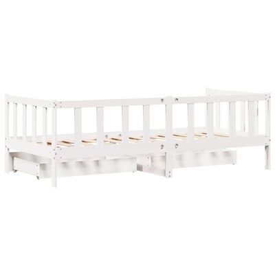 vidaXL Lit de jour avec tiroirs blanc 90x190 cm bois de pin massif