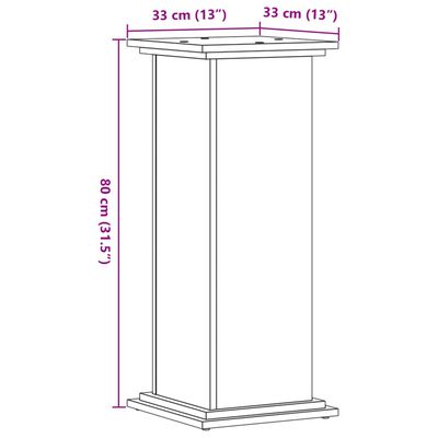 vidaXL Support pour plantes gris béton 33x33x80 cm bois d'ingénierie