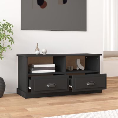 vidaXL Meuble TV noir 93x35,5x45 cm bois d'ingénierie