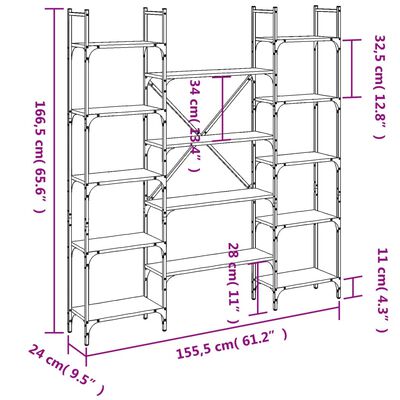 vidaXL Bibliothèque chêne sonoma 155,5x24x166,5 cm bois d'ingénierie