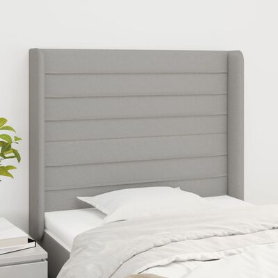 vidaXL Tête de lit avec oreilles Gris clair 103x16x118/128 cm Tissu