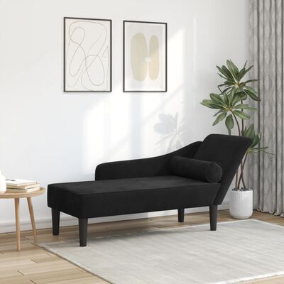 vidaXL Chaise longue avec coussins noir velours