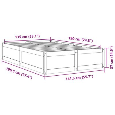 vidaXL Cadre de lit sans matelas 135x190 cm bois de pin massif