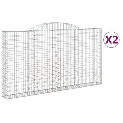 vidaXL Paniers à gabions arqués 2 pcs 300x30x160/180 cm fer galvanisé