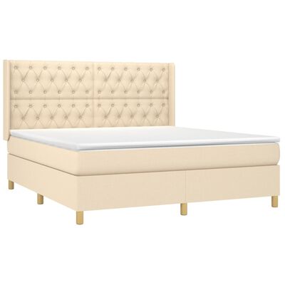 vidaXL Sommier à lattes de lit matelas et LED Crème 160x200 cm Tissu