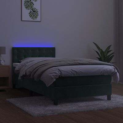 vidaXL Sommier à lattes de lit avec matelas et LED Vert foncé 90x200cm