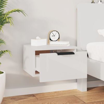 vidaXL Tables de chevet murales 2 pcs blanc brillant 34x30x20 cm