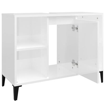 vidaXL Meuble d'évier blanc brillant 80x33x60 cm bois d'ingénierie