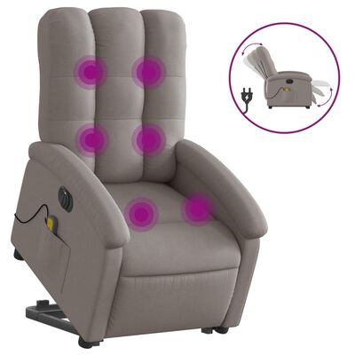 vidaXL Fauteuil inclinable de massage électrique Taupe Tissu