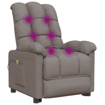 vidaXL Fauteuil de massage Taupe Tissu