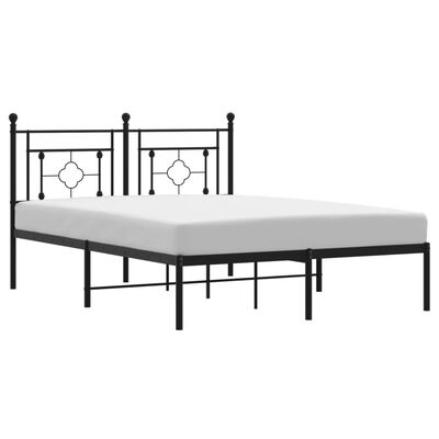 vidaXL Cadre de lit métal sans matelas avec tête de lit noir 135x190cm