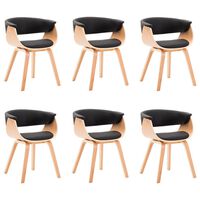 vidaXL Chaises à manger lot de 6 noir bois courbé et similicuir