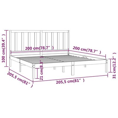 vidaXL Cadre de lit sans matelas blanc bois massif de pin 200x200 cm