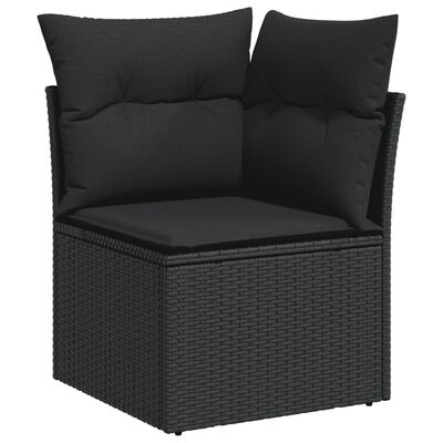 vidaXL Salon de jardin 6 pcs avec coussins noir résine tressée