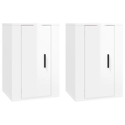 vidaXL Meubles TV muraux 2 pcs Blanc brillant 40x34,5x60 cm