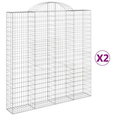 vidaXL Paniers à gabions arqués 2 pcs 200x30x200/220 cm fer galvanisé