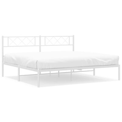 vidaXL Cadre de lit métal sans matelas et tête de lit blanc 180x200 cm