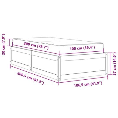 vidaXL Lit avec matelas 100x200 cm bois massif de pin