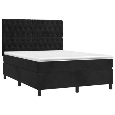 vidaXL Sommier à lattes de lit matelas et LED Noir 140x190 cm Velours