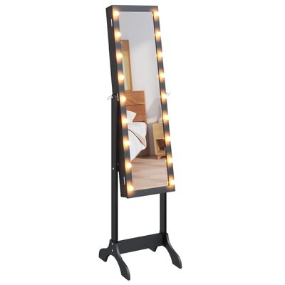 vidaXL Miroir sur pied blanc avec LED noir 34x37x146 cm