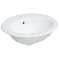 vidaXL Évier de salle de bain blanc 52x46x20 cm ovale céramique