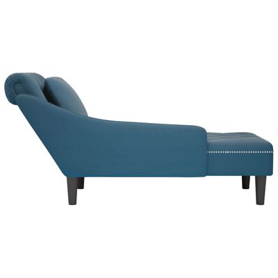 vidaXL Fauteuil long avec coussin et accoudoir droit bleu velours