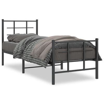 vidaXL Cadre de lit métal sans matelas avec pied de lit noir 75x190 cm