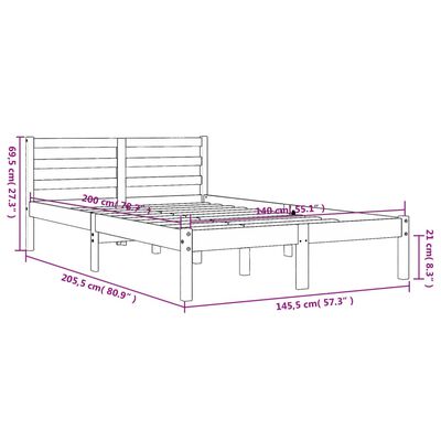 vidaXL Cadre de lit sans matelas cire marron 140x200cm bois pin massif