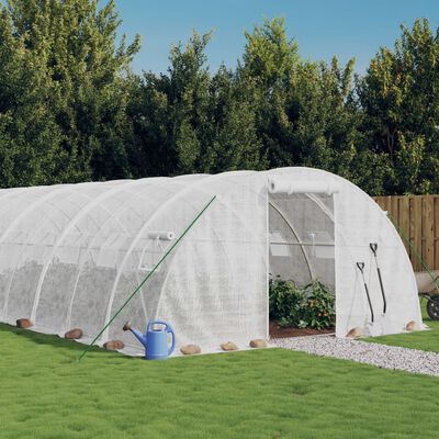 vidaXL Serre avec cadre en acier blanc 56 m² 14x4x2 m