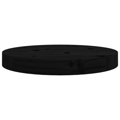 vidaXL Dessus de table rond noir Ø30x3 cm bois de pin massif