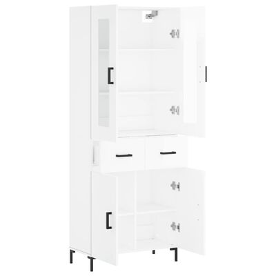 vidaXL Buffet haut Blanc brillant 69,5x34x180 cm Bois d'ingénierie